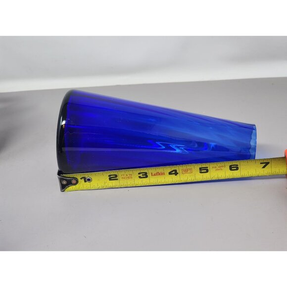 Vintage Cobalt Blue Glass Vase Set Decorative Ribbed & Cone Shapes Home‎ Décor - Picture 8 of 9